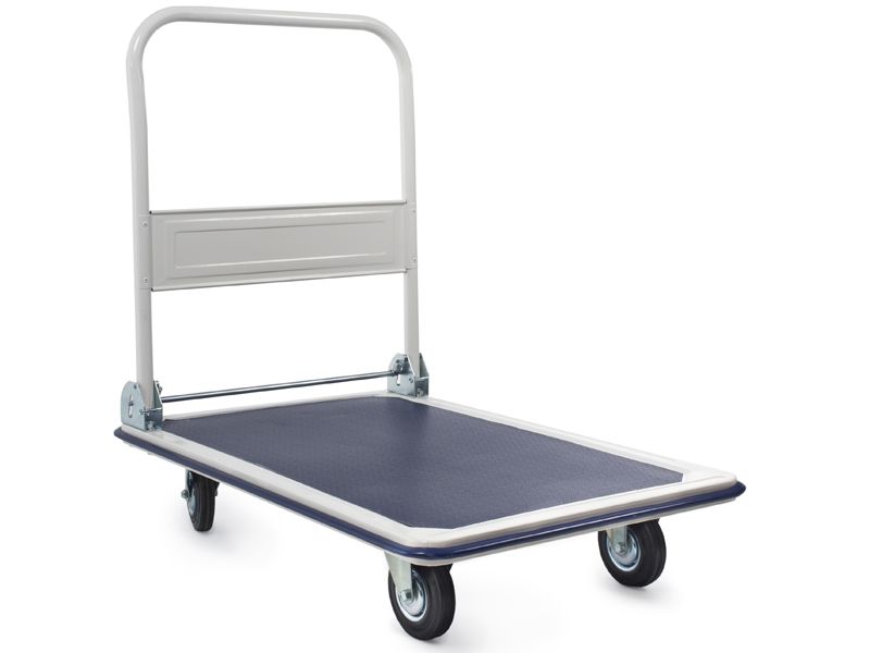 Тележка платформенная 300 кг TOR PH300 (875х570) со складной ручкой (резиновые колеса 100 мм)